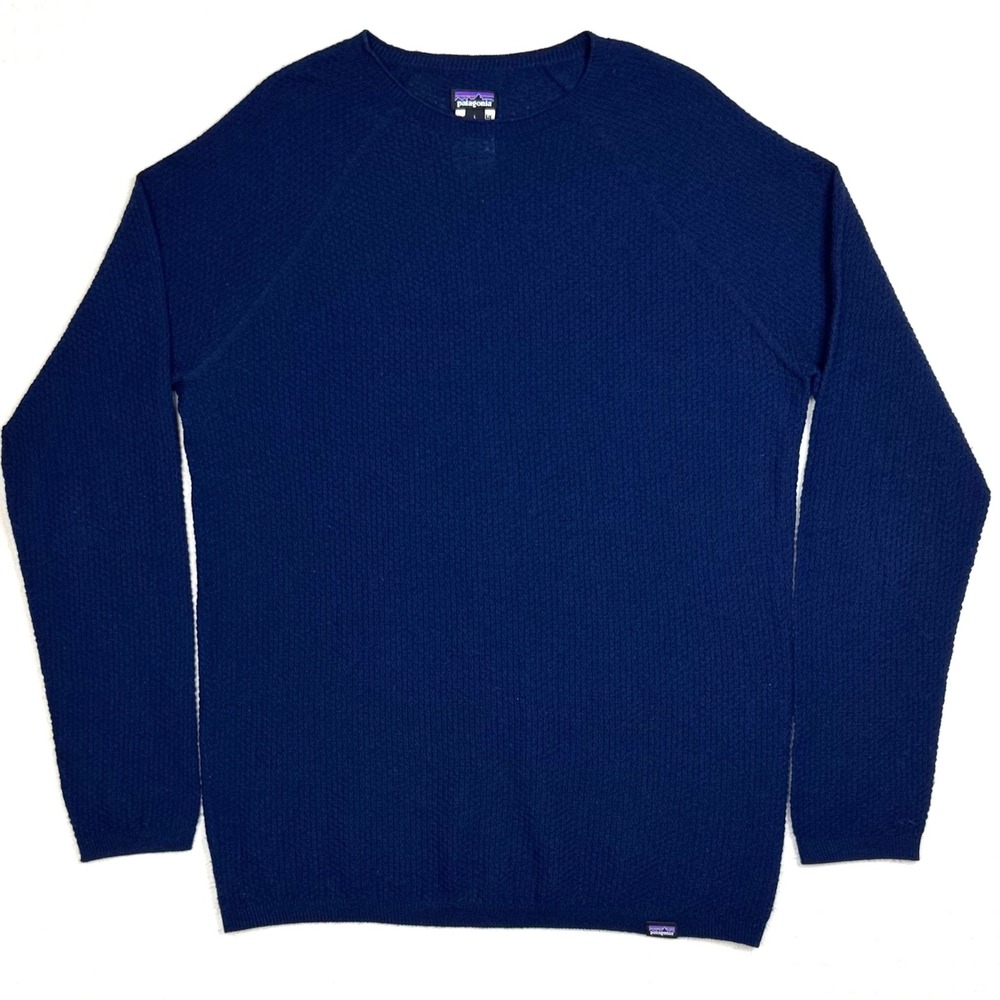 Patagonia Capilene Air Crew Sweater Mens L Navy Merino Wool Blend Gorpcore 36515